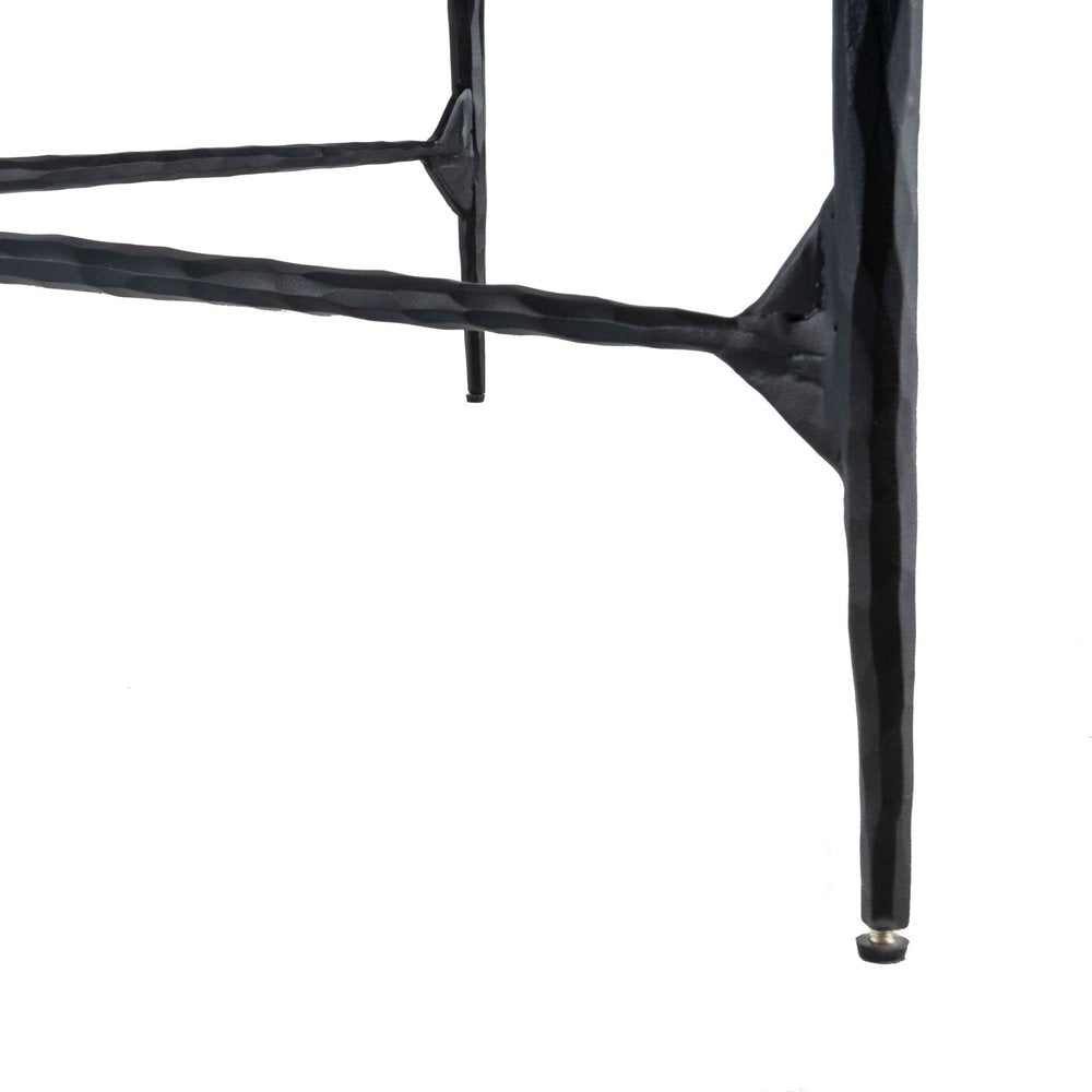 Black and White Genuine Marble and Iron Square Coffee Table - 42-inch