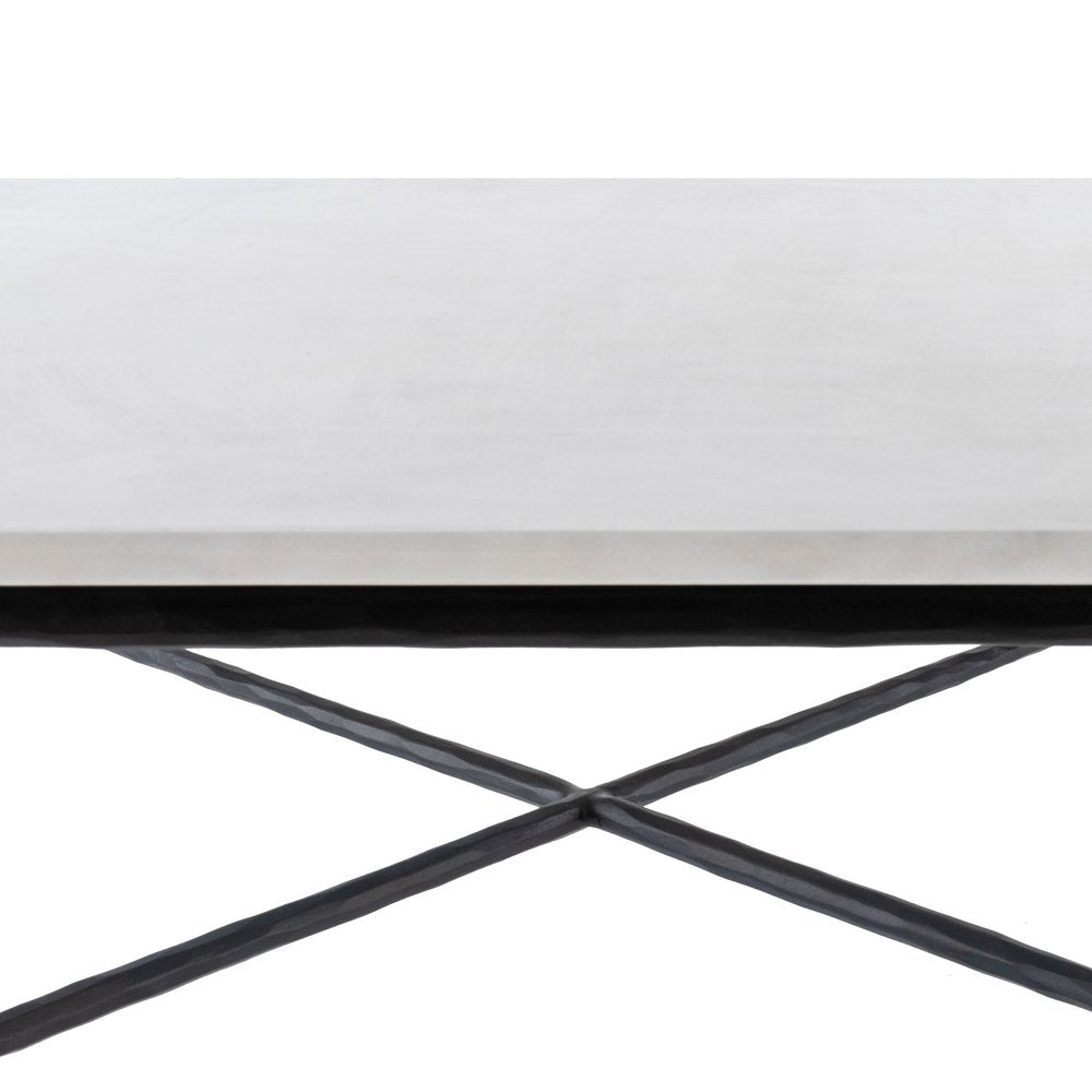 Black and White Genuine Marble and Iron Square Coffee Table - 42-inch