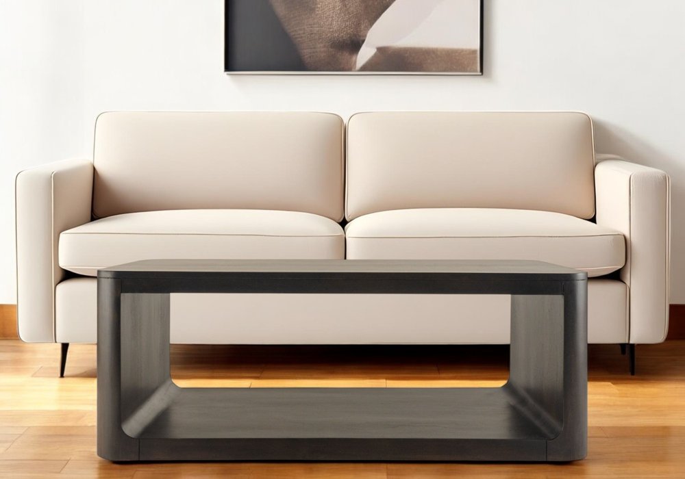 Walnut Solid Wood Floor Shelf Coffee Table with Shelf - 48-inch