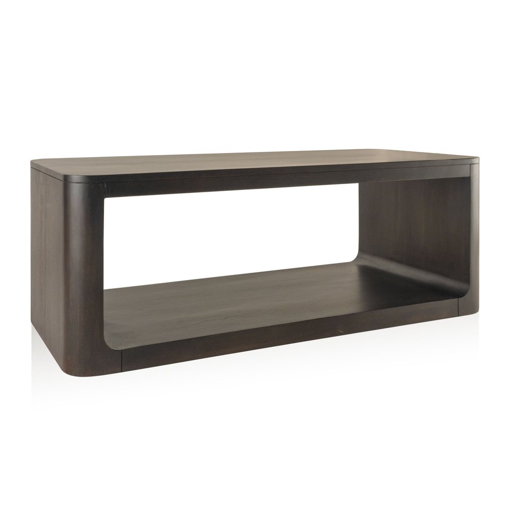 Walnut Solid Wood Floor Shelf Coffee Table with Shelf - 48-inch