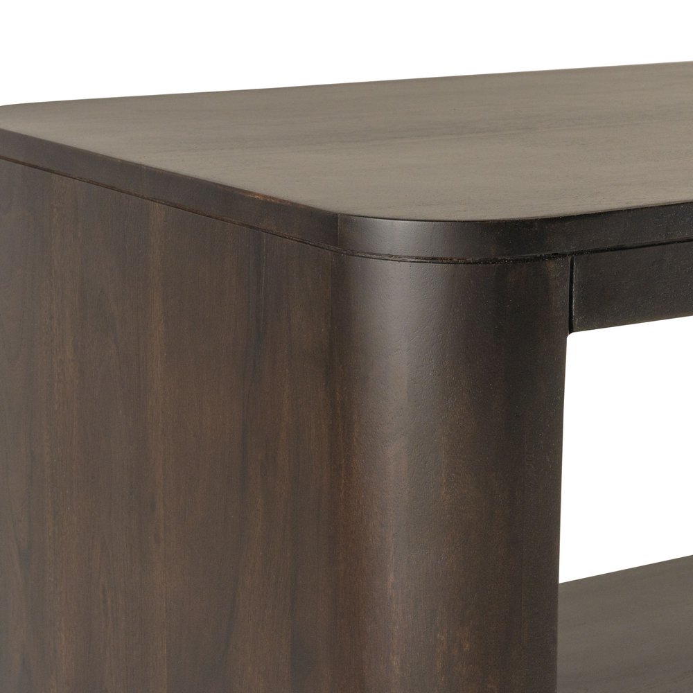 Walnut Solid Wood Floor Shelf Coffee Table with Shelf - 48-inch