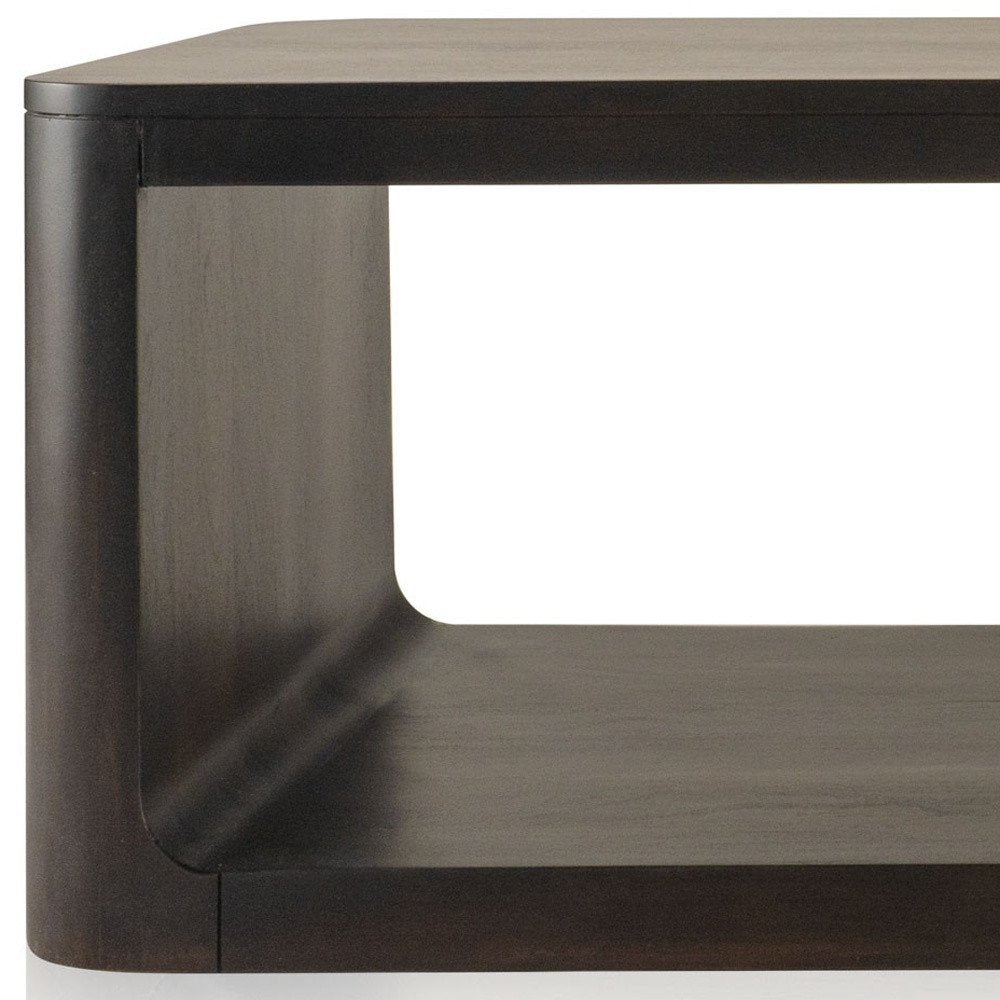 Walnut Solid Wood Floor Shelf Coffee Table with Shelf - 48-inch