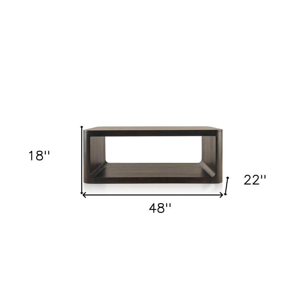 Walnut Solid Wood Floor Shelf Coffee Table with Shelf - 48-inch