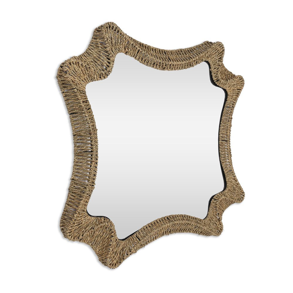 Brown Abstract Floating Rope Framed Accent Mirror - 38-inch