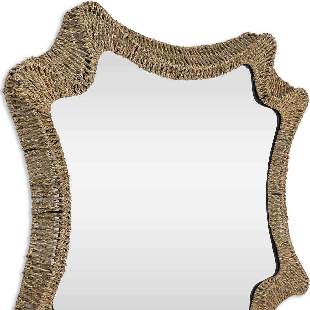 Brown Abstract Floating Rope Framed Accent Mirror - 38-inch