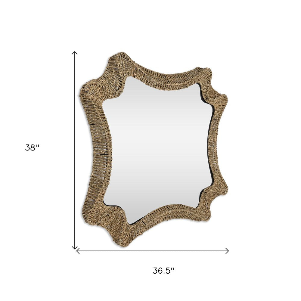 Brown Abstract Floating Rope Framed Accent Mirror - 38-inch