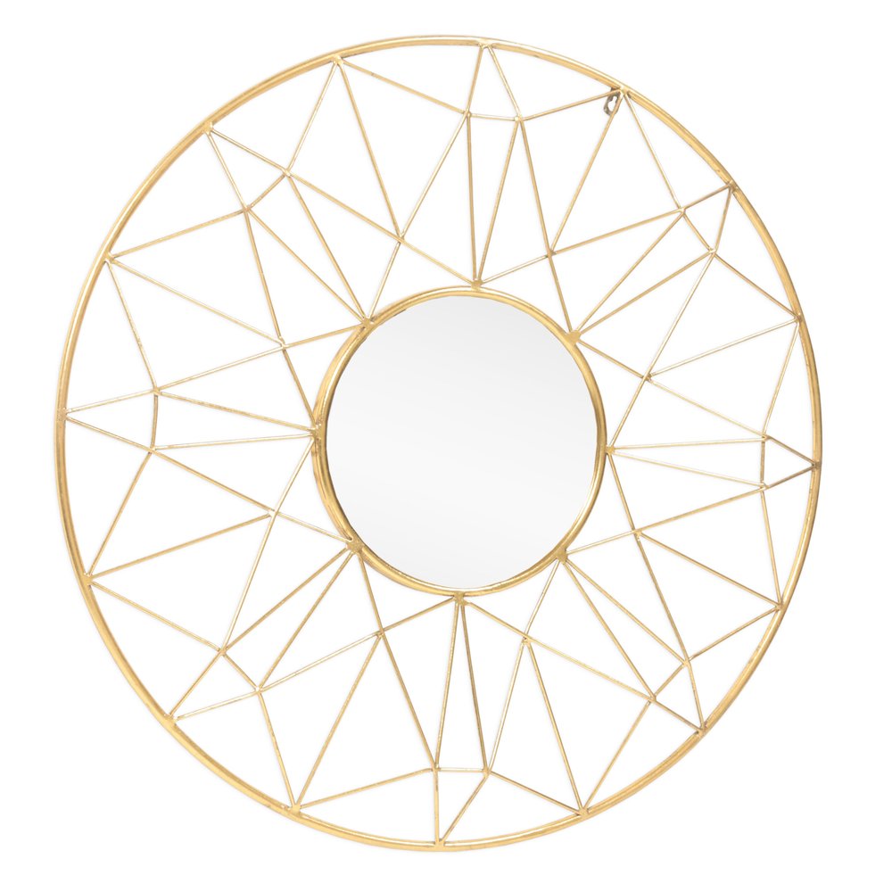 Gold Metal Round Accent Mirror - 32-inch