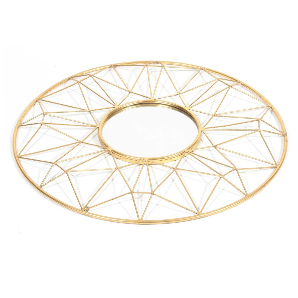 Gold Metal Round Accent Mirror - 32-inch