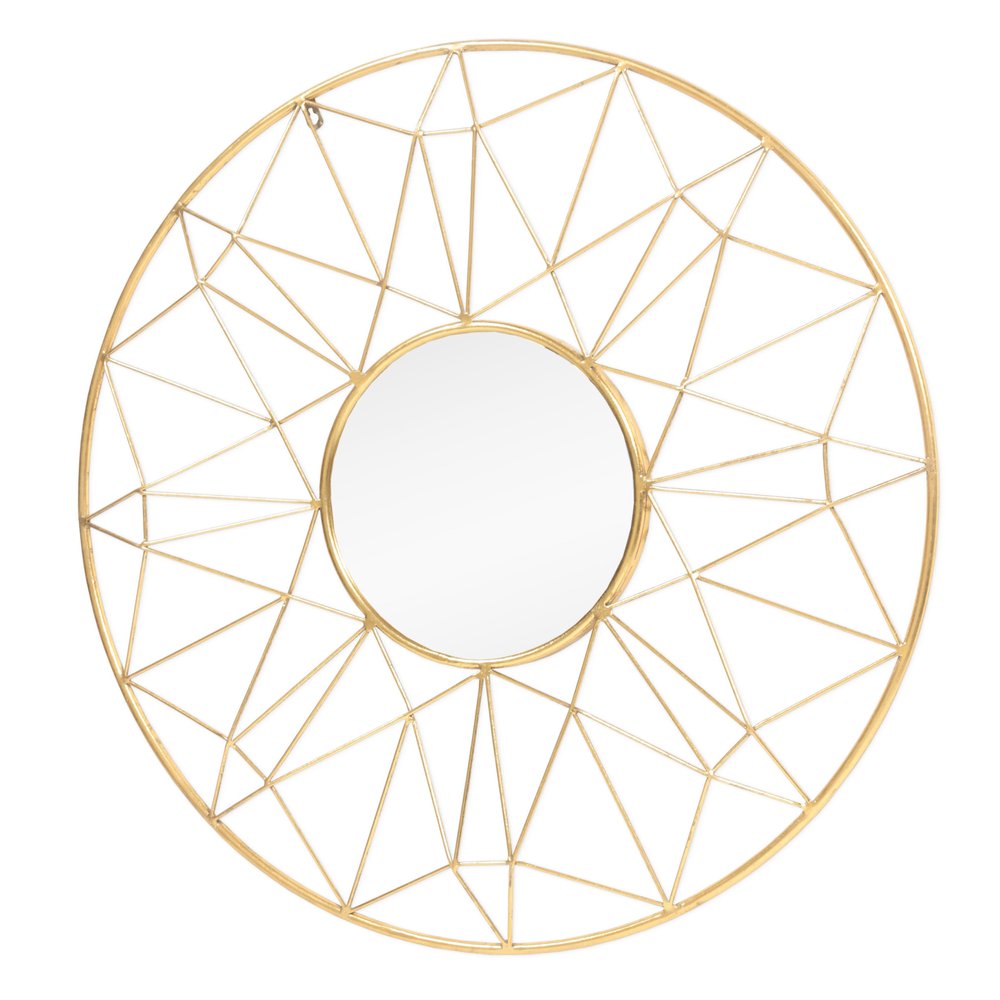 Gold Metal Round Accent Mirror - 32-inch
