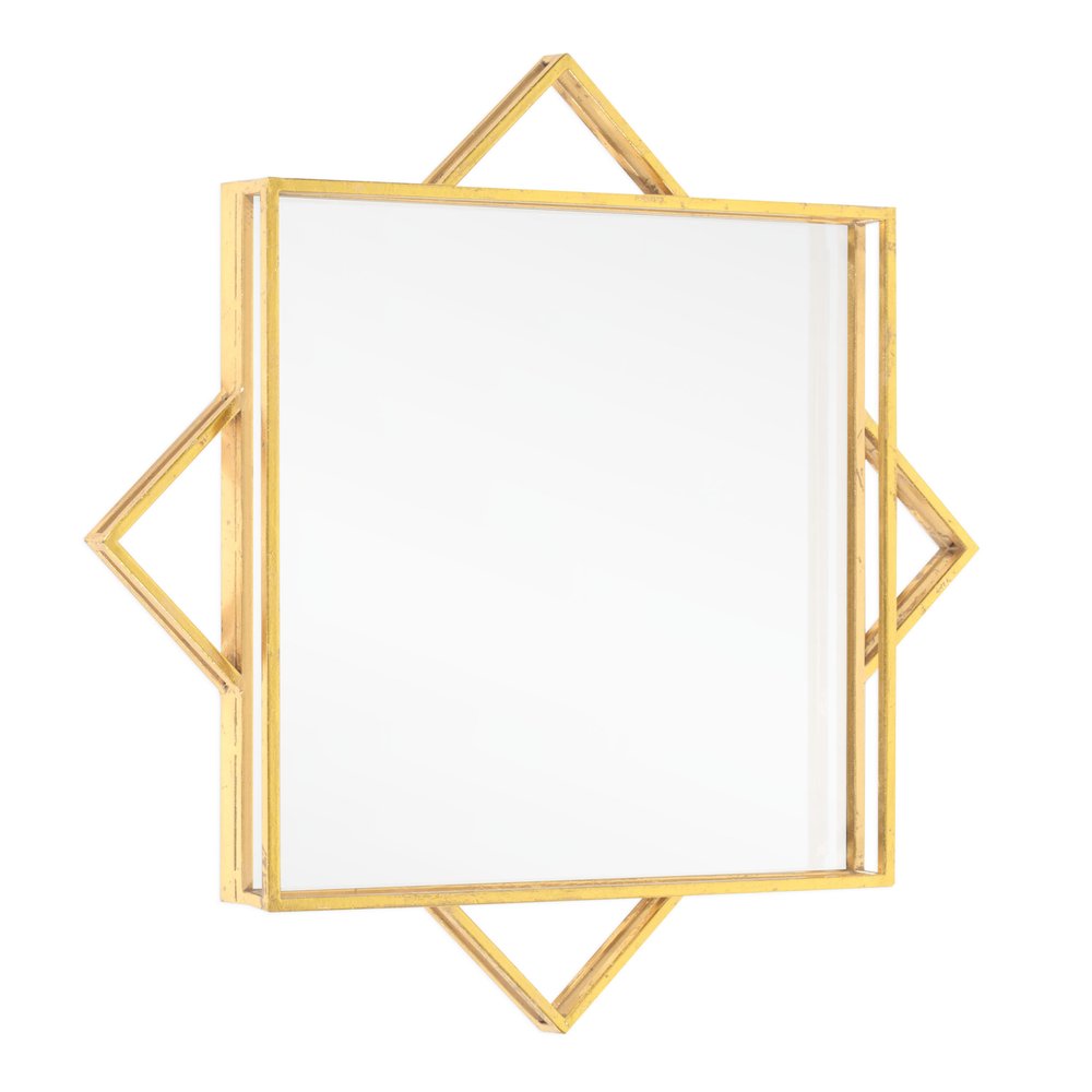Gold Metal Geo Square Accent Mirror - 24-inch