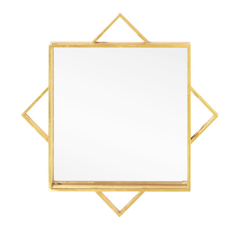 Gold Metal Geo Square Accent Mirror - 24-inch