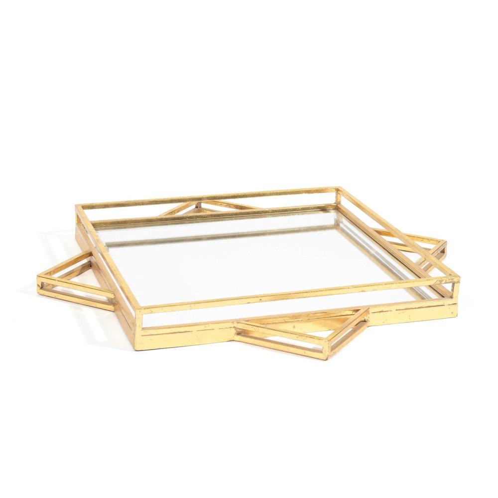 Gold Metal Geo Square Accent Mirror - 24-inch