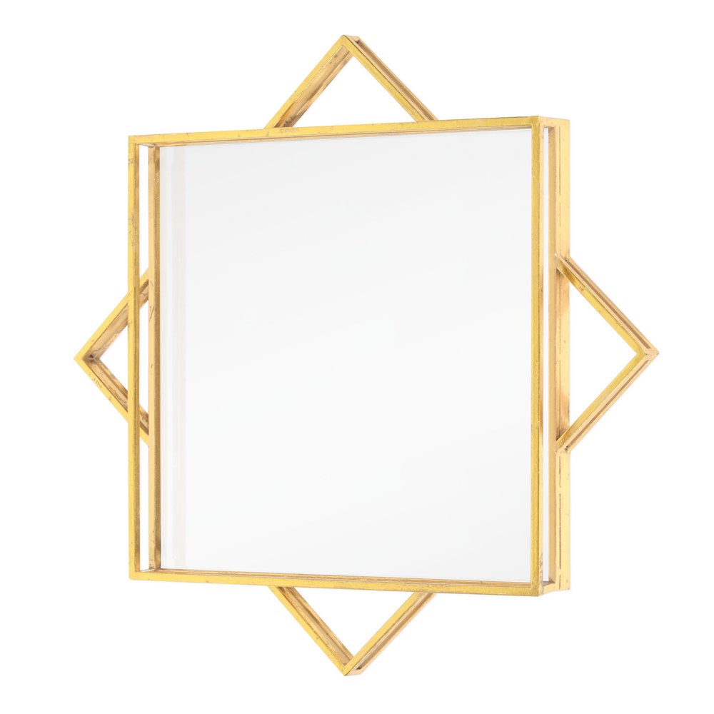 Gold Metal Geo Square Accent Mirror - 24-inch