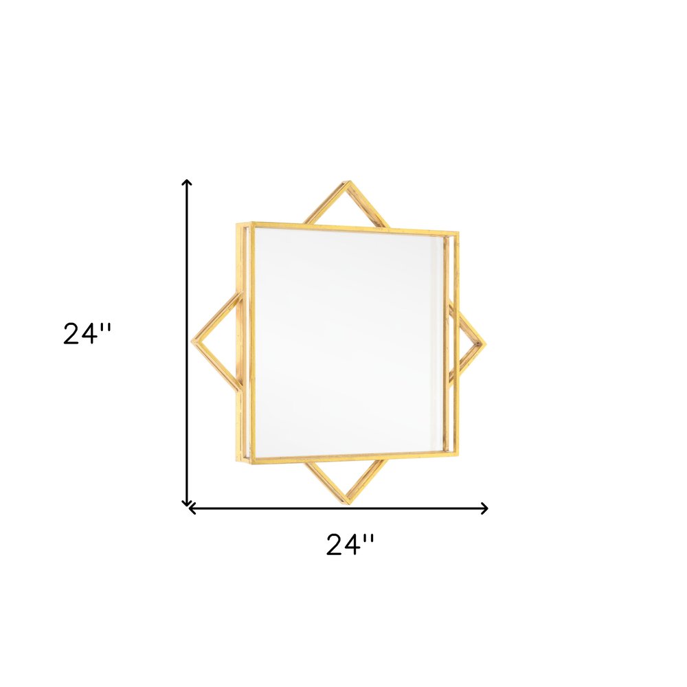Gold Metal Geo Square Accent Mirror - 24-inch