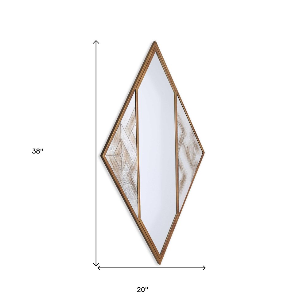 Brass and Silver Mixed Metal Diamond Accent Mirror - 38-inch