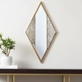 Brass and Silver Mixed Metal Diamond Accent Mirror - 38-inch