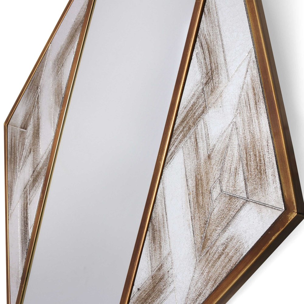 Brass and Silver Mixed Metal Diamond Accent Mirror - 38-inch