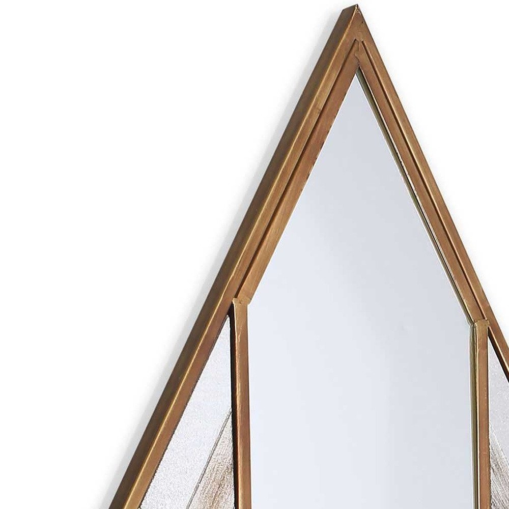 Brass and Silver Mixed Metal Diamond Accent Mirror - 38-inch