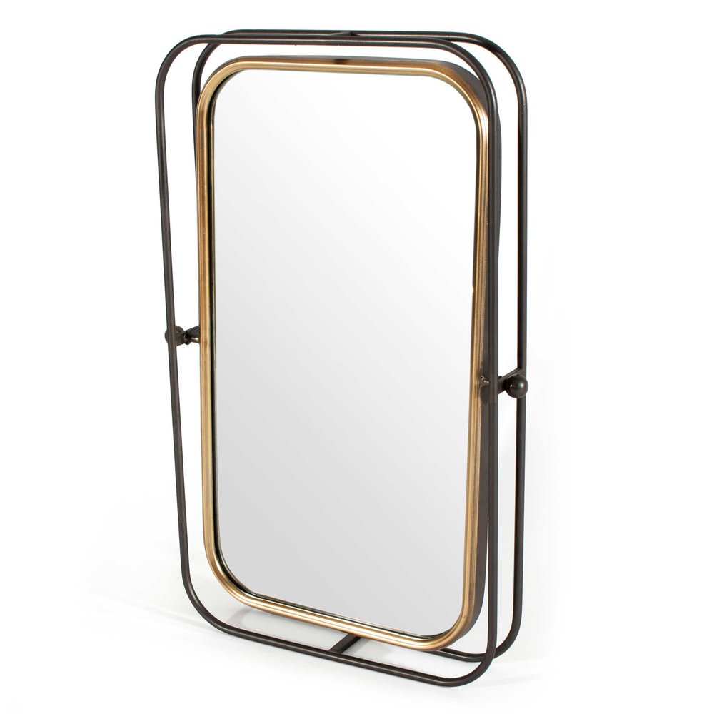 Black and Gold Metal Tilting Accent Mirror - 28-inch