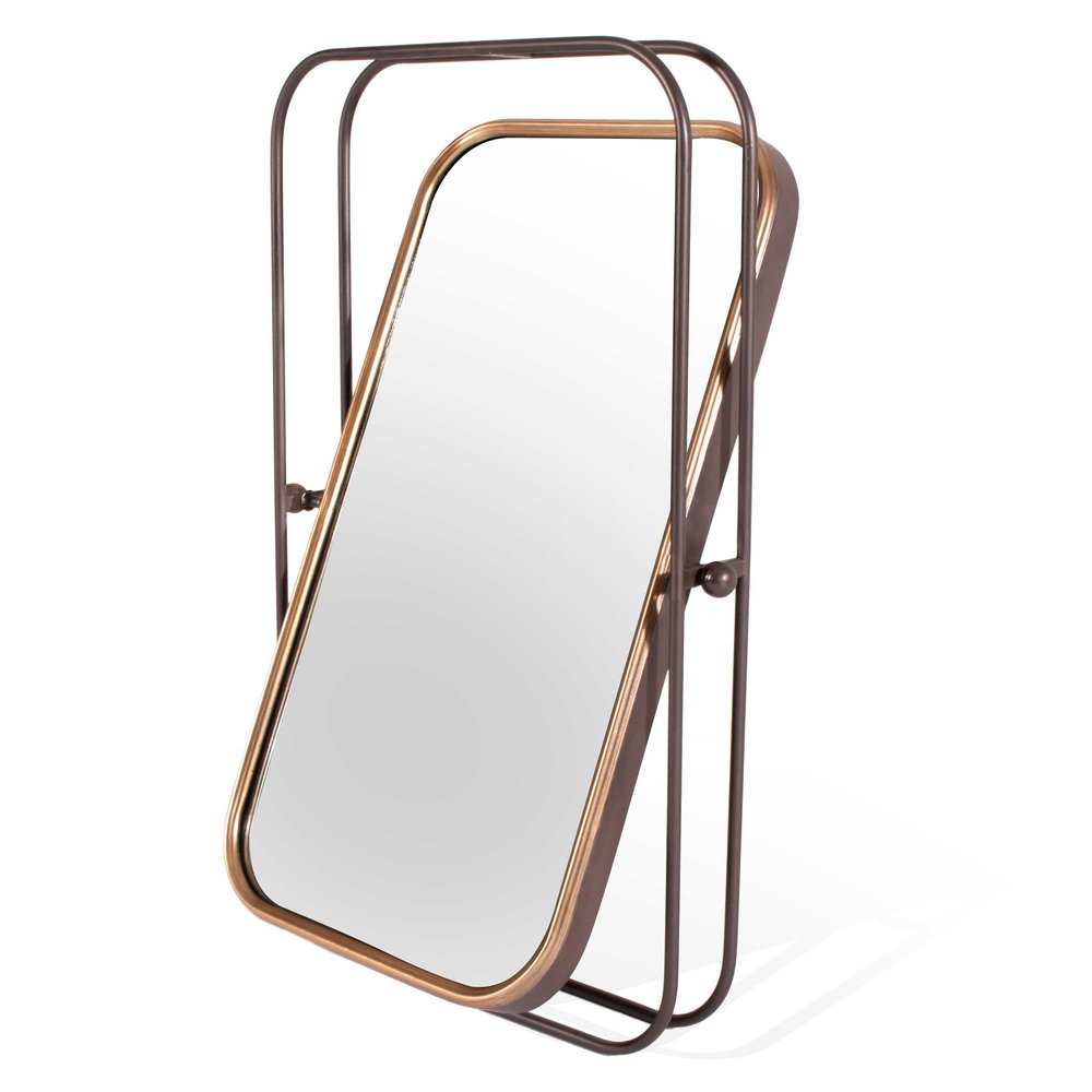 Black and Gold Metal Tilting Accent Mirror - 28-inch