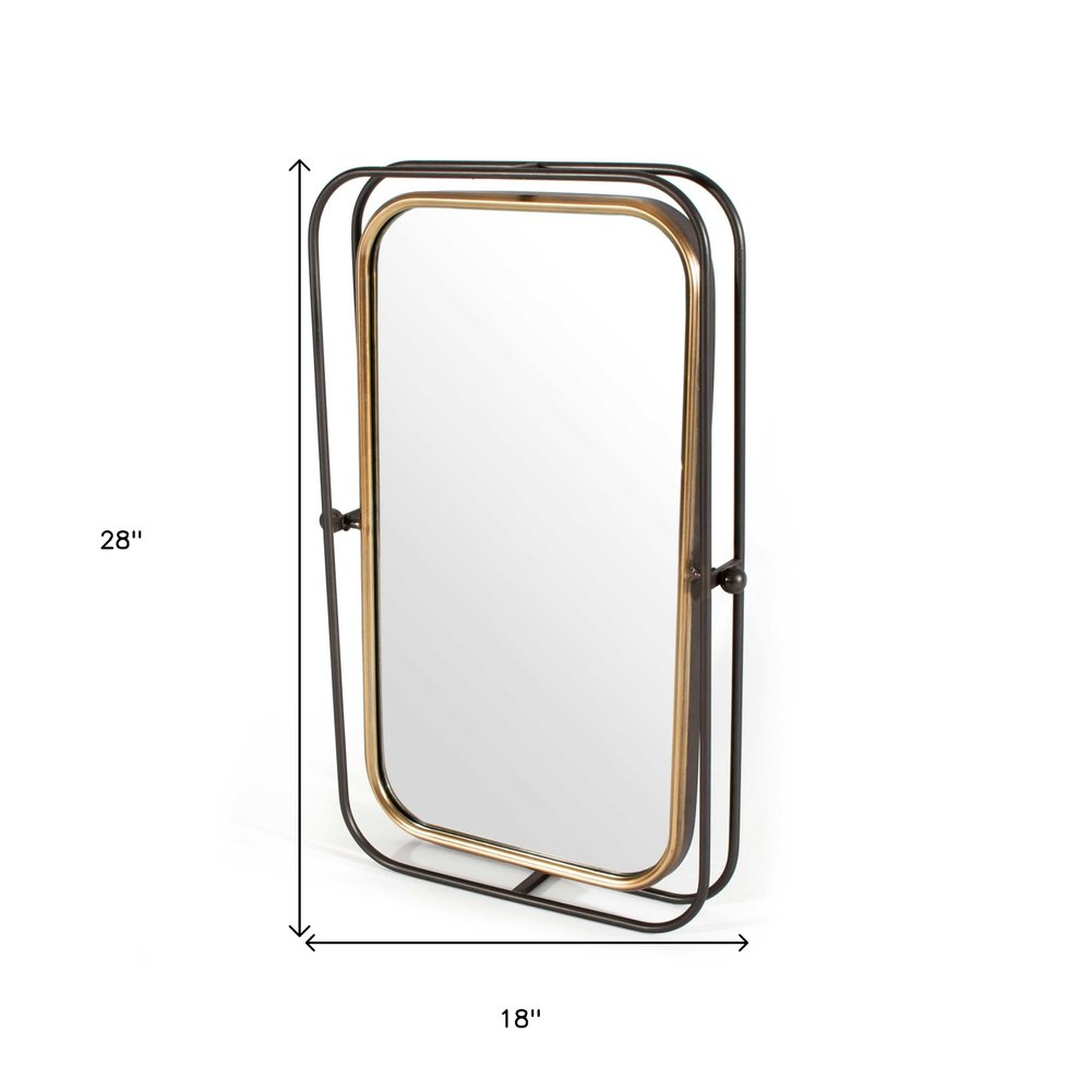 Black and Gold Metal Tilting Accent Mirror - 28-inch