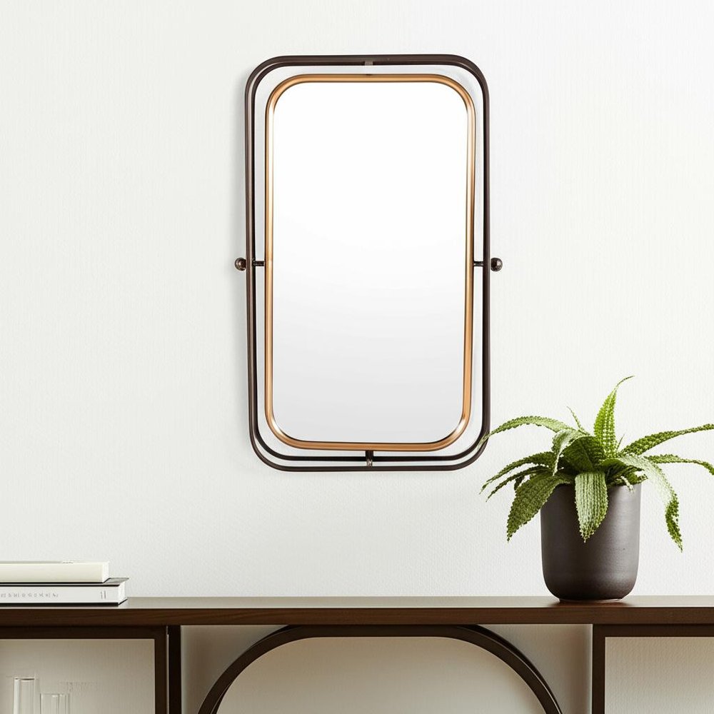 Black and Gold Metal Tilting Accent Mirror - 28-inch