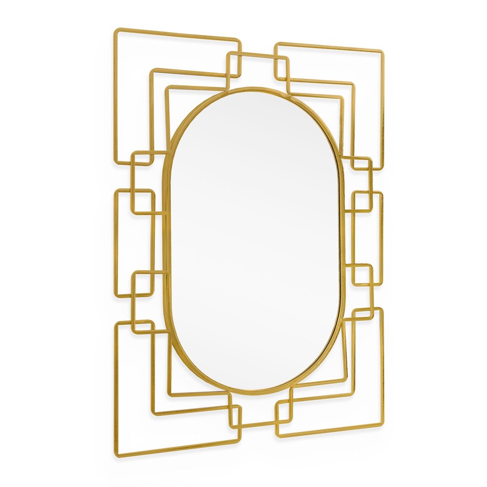 Gold Metal Geometric Oval Accent Mirror - 36-inch