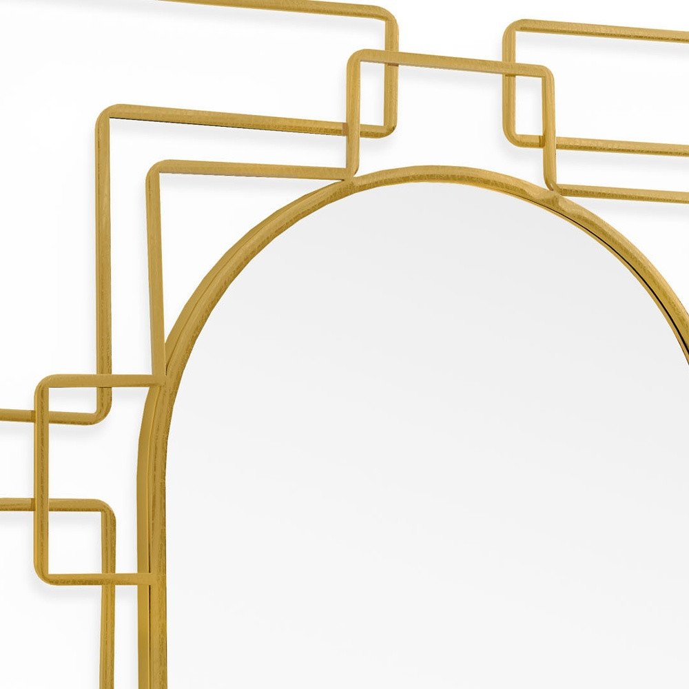 Gold Metal Geometric Oval Accent Mirror - 36-inch