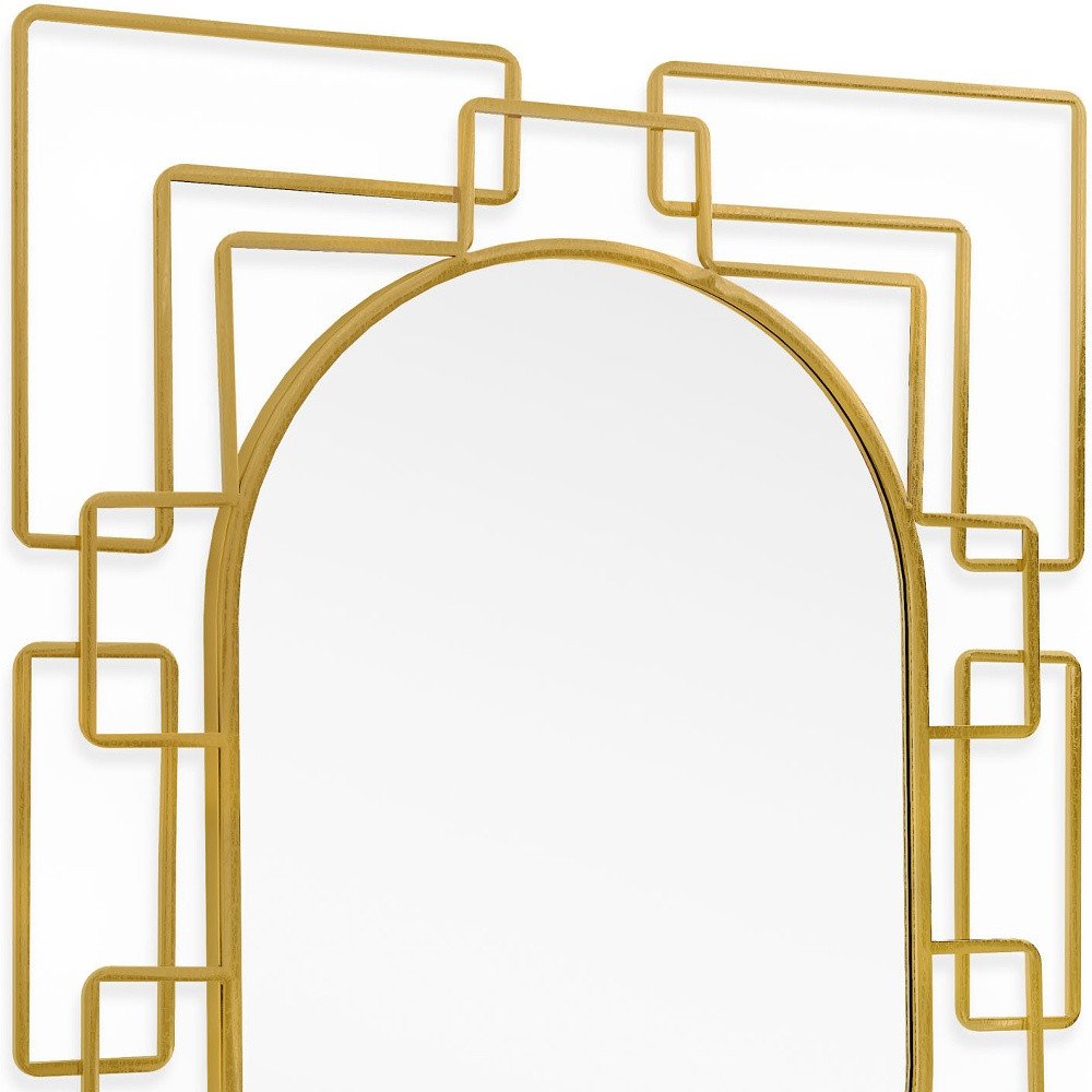 Gold Metal Geometric Oval Accent Mirror - 36-inch