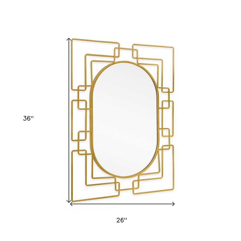 Gold Metal Geometric Oval Accent Mirror - 36-inch
