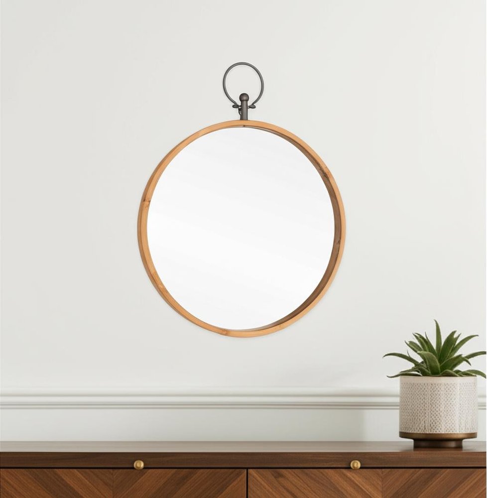 Bronze Round Metal Framed Accent Mirror - 30-inch
