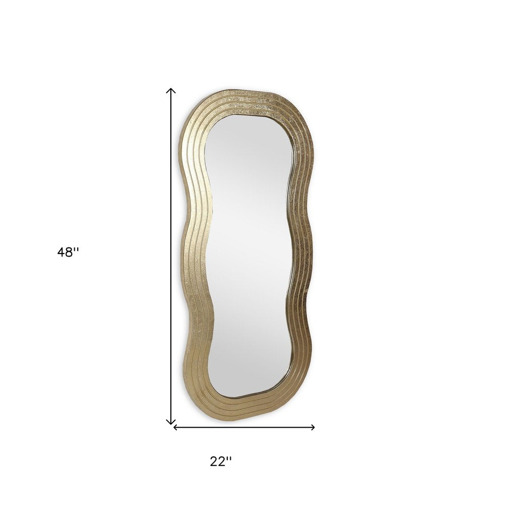 Gold Wood Abstract Accent Mirror - 48-inch
