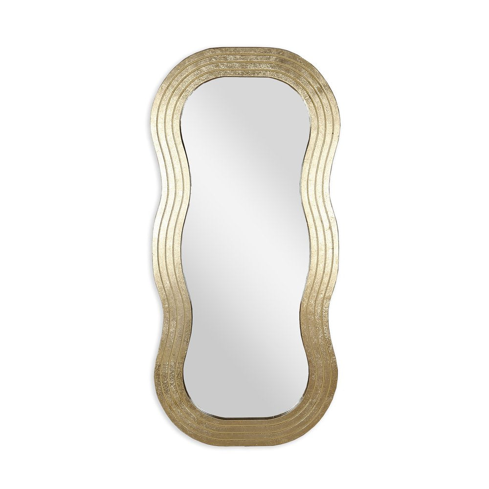 Gold Wood Abstract Accent Mirror - 48-inch