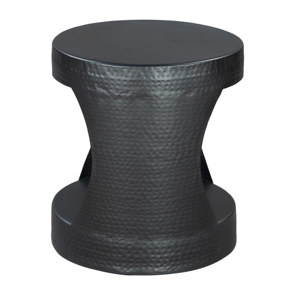 Black Iron Round Floor Shelf End Table - 20-inch