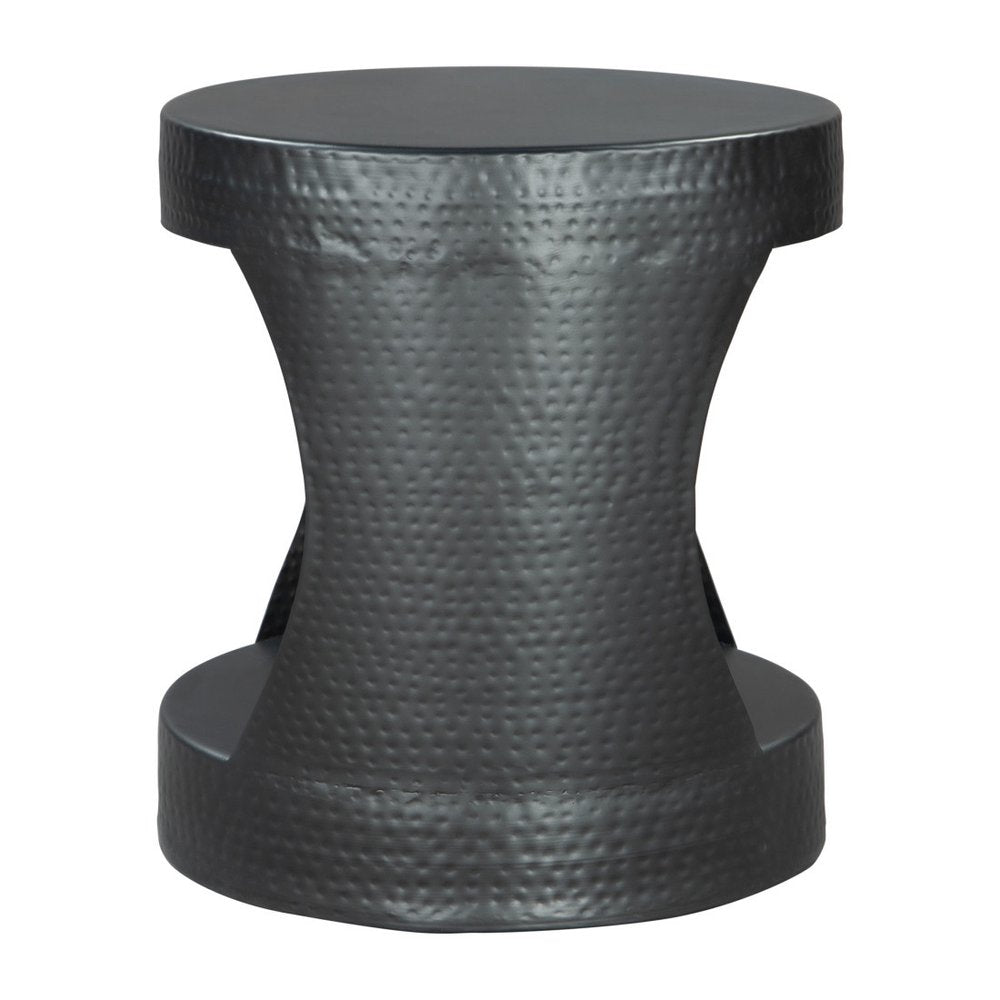 Black Iron Round Floor Shelf End Table - 20-inch