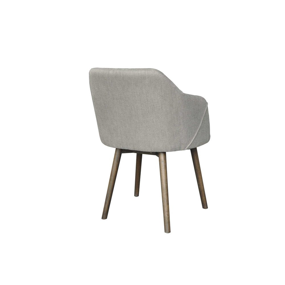 Gray and Brown Upholstered Fabric Dining Arm Chair