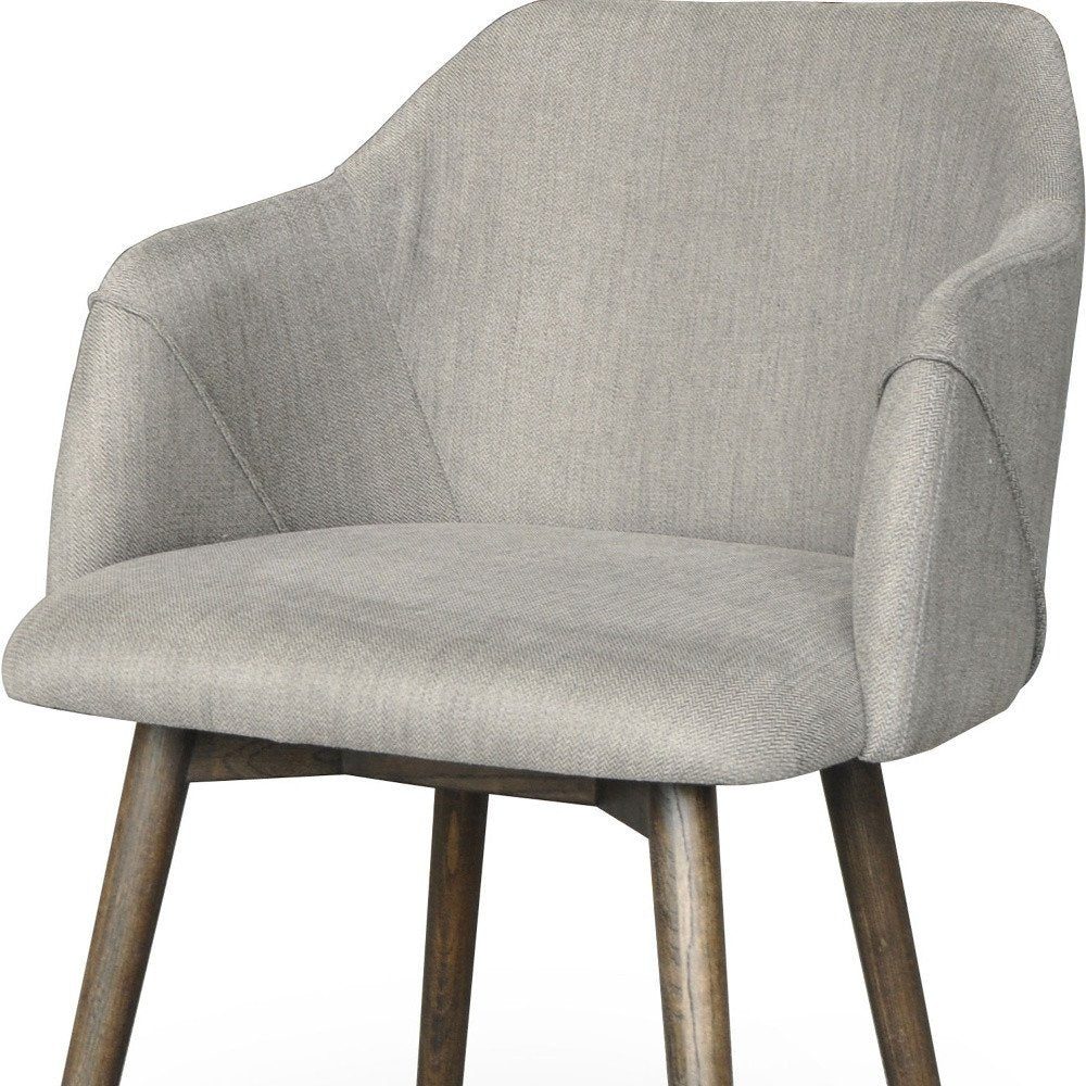 Gray and Brown Upholstered Fabric Dining Arm Chair