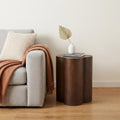 Brown Solid Wood Quatrefoile Drum End Table - 21-inch