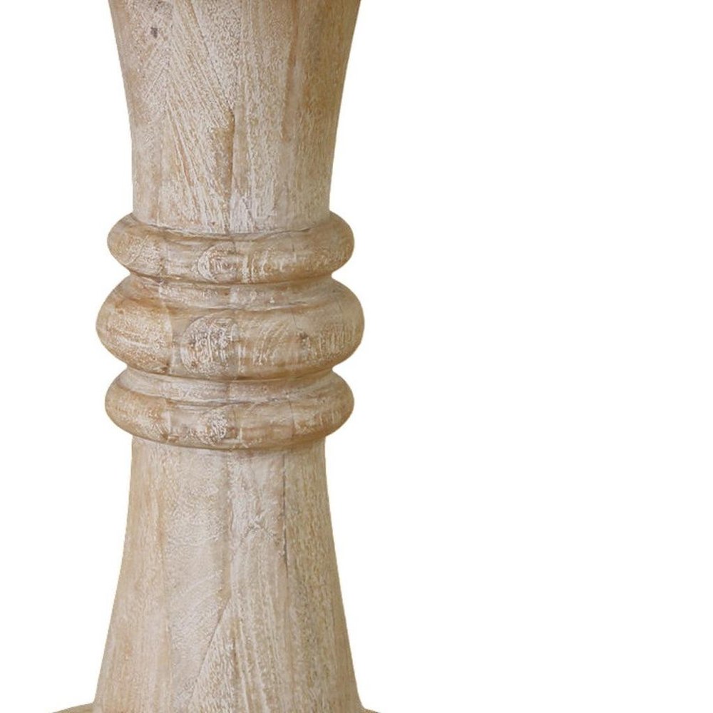 Brown Solid Wood Round Pedestal End Table - 28-inch