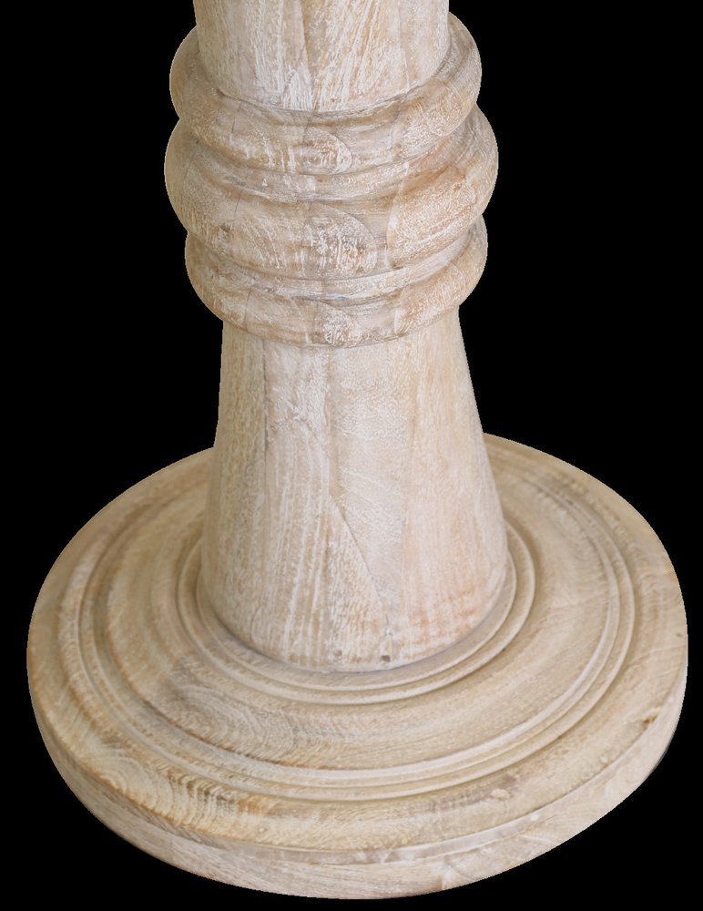 Brown Solid Wood Round Pedestal End Table - 28-inch