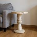 Brown Solid Wood Round Pedestal End Table - 28-inch