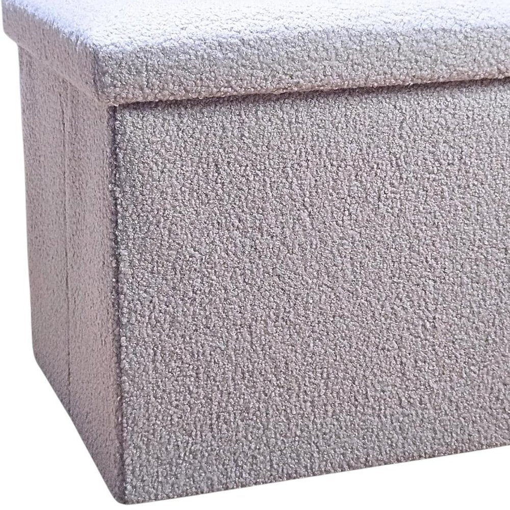Gray Boucle Cube Storage Ottoman - 15-inch