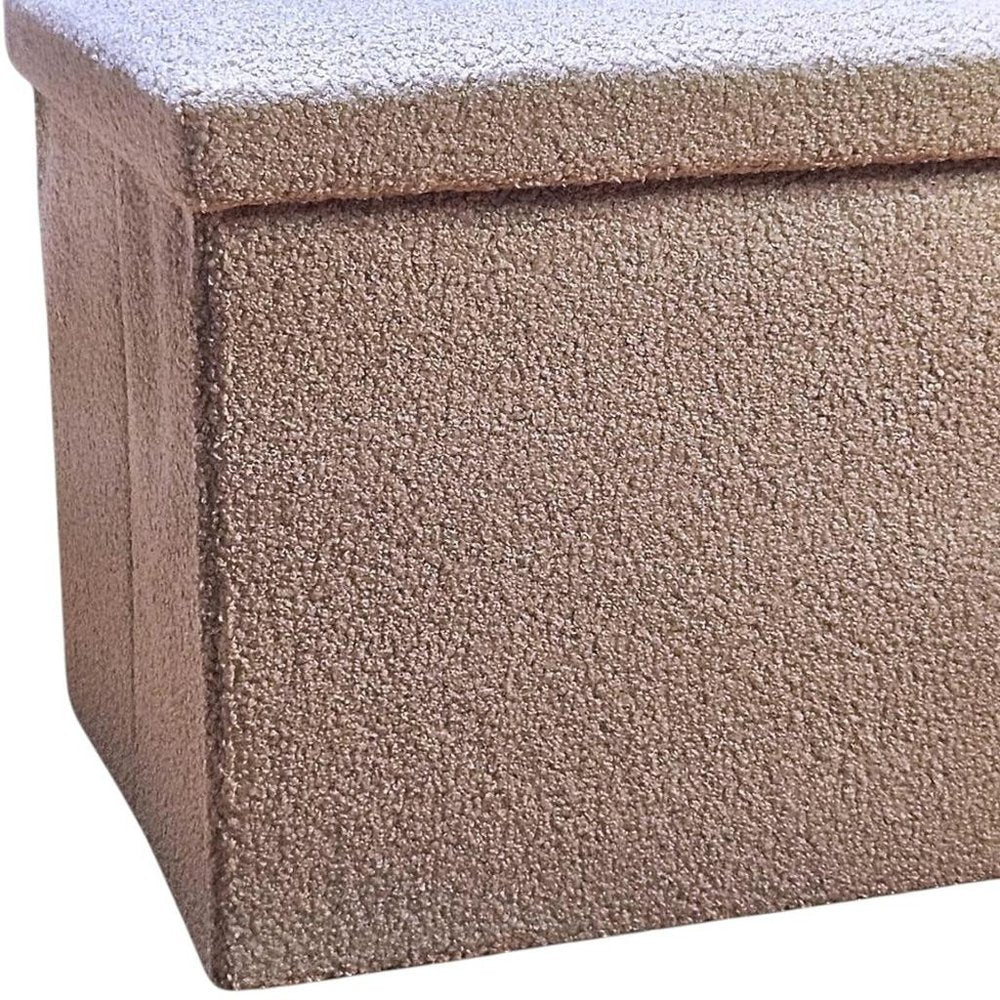 Taupe Boucle Cube Storage Ottoman - 15-inch