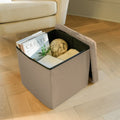 Taupe Boucle Cube Storage Ottoman - 15-inch