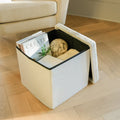 White Boucle Cube Storage Ottoman - 15-inch