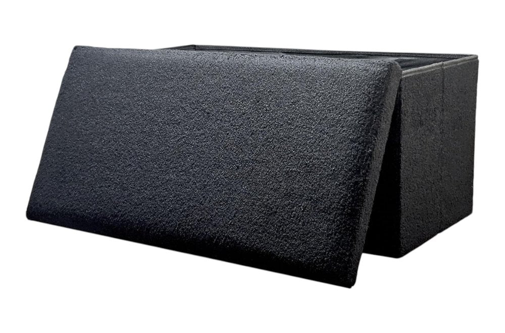 Black Boucle Cube Storage Ottoman - 15-inch