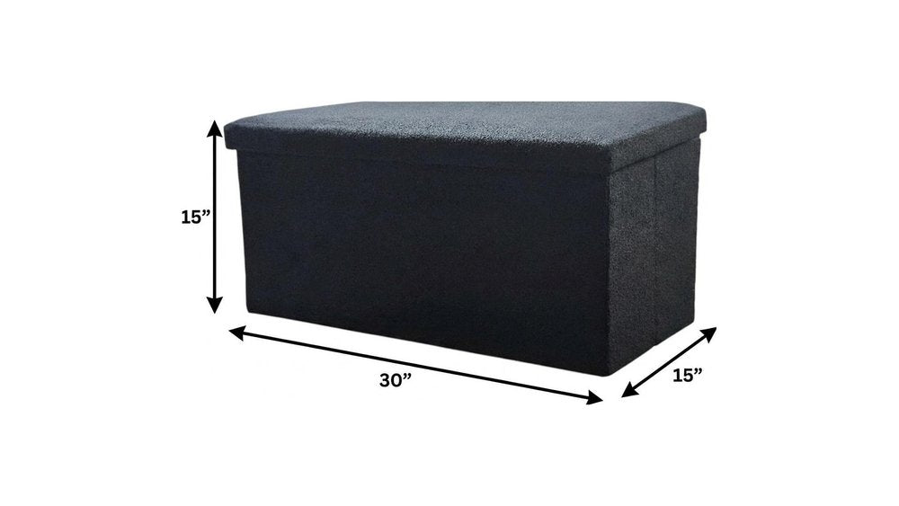 Black Boucle Cube Storage Ottoman - 15-inch