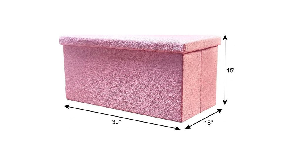 Pink Boucle Cube Storage Ottoman - 15-inch