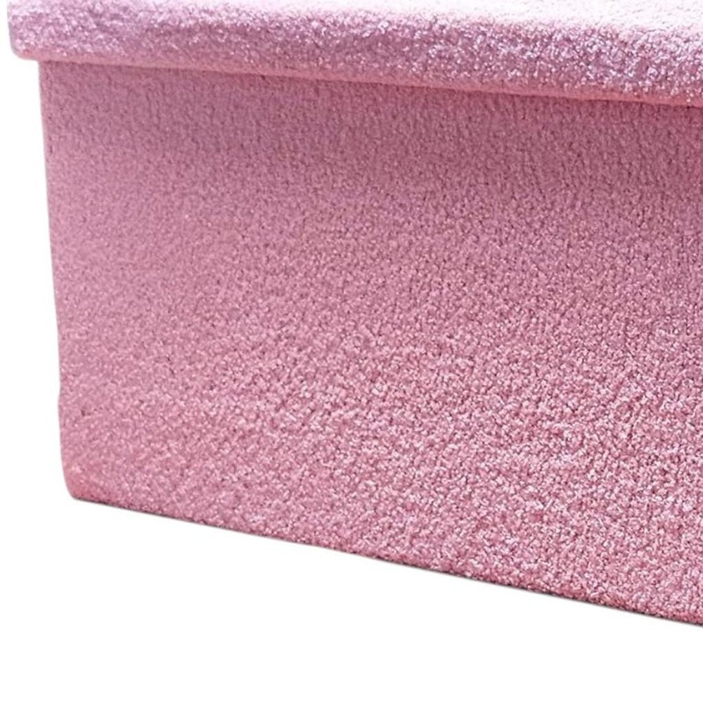 Pink Boucle Cube Storage Ottoman - 15-inch