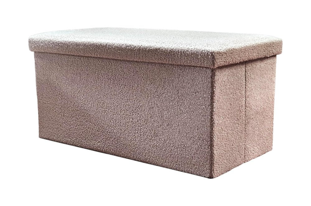 Taupe Boucle Cube Storage Ottoman - 15-inch